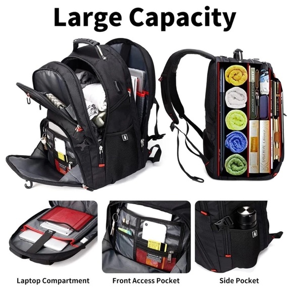 NWT Shrradoo Travel Backpack Black - Picture 6 of 7